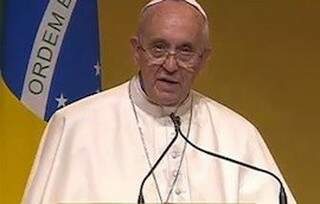 Papa Francisco durante pronunciamento no Palácio da Guanabara, no Rio de Janeiro  (Foto: CNBB)