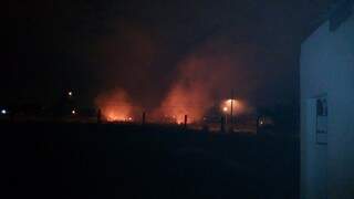 Incêndio atinge canteiro de avenida do Nova Campo Grande. (Foto: Direto das Ruas)
