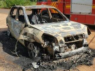 Veículo ficou completamente destruído após o incêndio (Foto: Ricardo Ojeda/Perfil News)