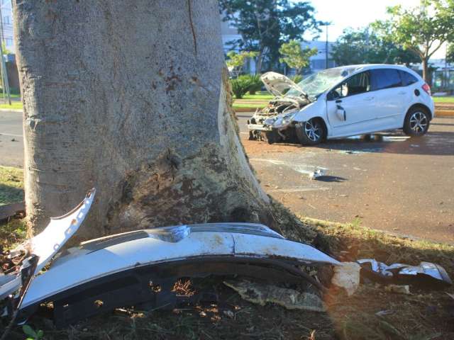 Condutor de C3 fica ferido ap&oacute;s bater em Uno e &aacute;rvore na Mato Grosso