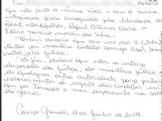 Carta de testemunha em defesa de guardas foi anexada a processo. (Foto: Reprodução)
