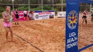 Competição de beach tennis em Campo Grande; a modalidade terá torneio nacional em agosto (Foto: Divulgação)