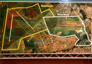 Mapa mostra que Aeroporto de Campo Grande será ampliado em uma vez e meia em relação a atual área. (foto: Reprodução)