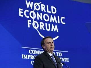 Presidente Jair Bolsonaro, durante discurso de abertura do Fórum Econômico Mundial, em Davos, Suíça. (Foto: Alan Santos/Agência Brasil)