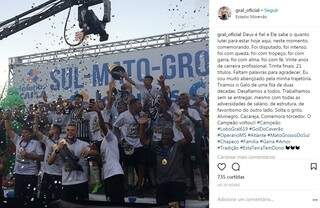 Rodrigo Gral comemorou o título do Galo nas redes sociais (Foto: Reprodução/Instagram)