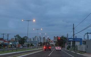 Região da Via Morena, em Campo Grande, com tempo nublado (Foto: Henrique Kawaminami)