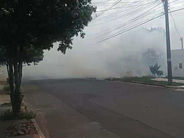 Fuma&ccedil;a se espalha por rua e moradores reclamam de fogo em terreno baldio