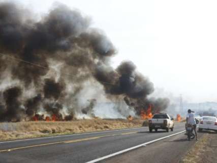 Incêndio em lavouras de cana ameaça acampamento sem-terra e motoristas
