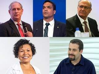 Ciro Gomes, Cabo Daciolo, Geraldo Alckmin, Sonia Guajajara e Guilherme Boulos, já registraram candidatura.(Arte: Ricardo Oliveira )