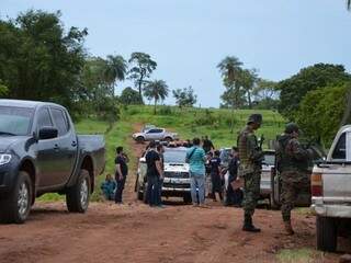 Local onde ocorre o tiroteio, na colônia Cerro 21, zona rural do Paraguai, em região próxima a Aral Moreira, MS. (Foto: 