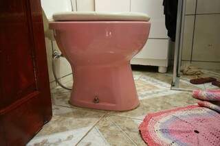 Até o vaso sanitário é rosa. (Foto: André Bittar)