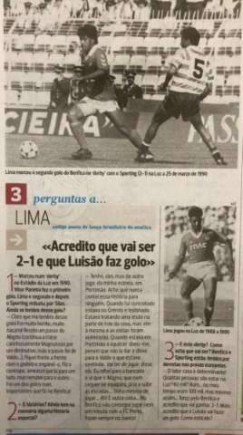 Ex-atacante Lima &eacute; homenageado em Portugal por gol feito em 1990
