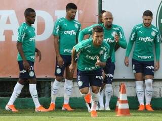 Elenco do Verdão faz treino físico antes de jogo contra argentinos (Foto: Fabio Menotti/Ag Palmeiras/Divulgação)