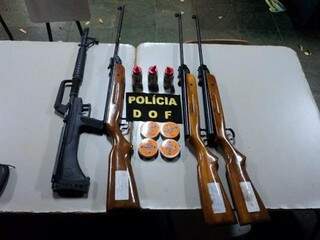 Armas foram apreendidas pelo DOF durante fiscalização de rotina na rodovia MS-270 (Foto: Divulgação)