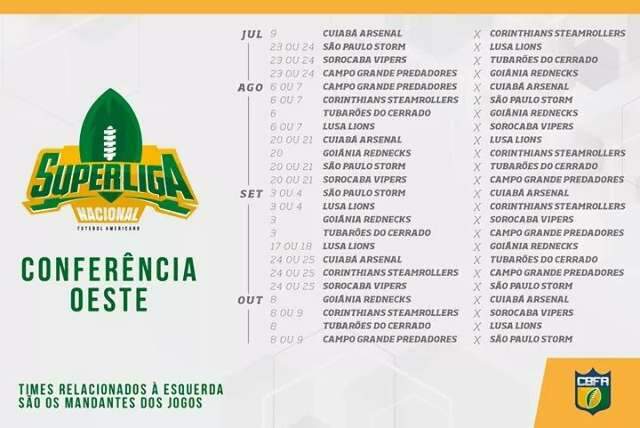 Confrontos do Predadores na Superliga Nacional de futebol americano &eacute; divulgado