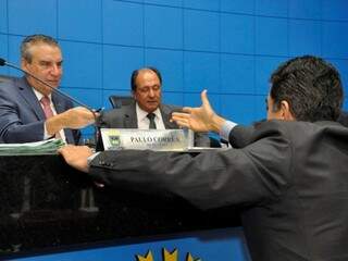 Deputados Paulo Corrêa (PSDB), Zé Teixeira (DEM) e Marçal Filho (PSDB), durante sessão (Foto: Assessoria/ALMS)