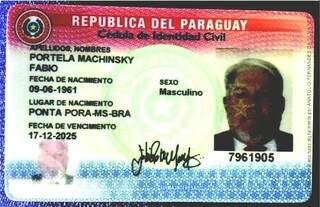 Documento paraguaio de Fábio Machinsky foi anexado ao processo. (Foto: Reprodução)