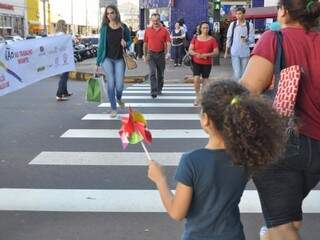 Campanha de combate ao trabalho infantil, em Campo Grande. (Foto: Marcelo Calazans/Arquivo).