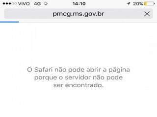 Site da Prefeitura da Capital apresenta instabilidade. (Foto: Reprodução/Internet)