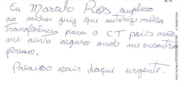 Em carta, guarda preso com arsenal &quot;suplica&quot; transfer&ecirc;ncia de cela