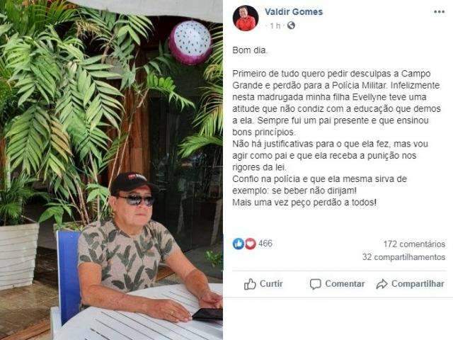 Vereador pede perd&atilde;o por filha ter cuspido em PMs: &quot;N&atilde;o h&aacute; justificativa&quot;