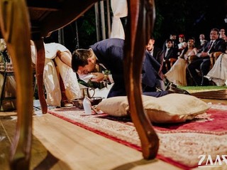 Cerimônia lava-pés também foi uma das escolhas do casal. (Foto: Renato Zaar)