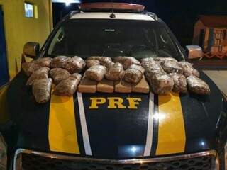 Em abordagens a &ocirc;nibus, PRF flagra dupla com haxixe, maconha e skank 