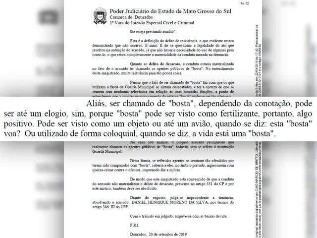 Juiz absolve preso por desacato e diz que &quot;bosta&quot; pode at&eacute; ser elogio