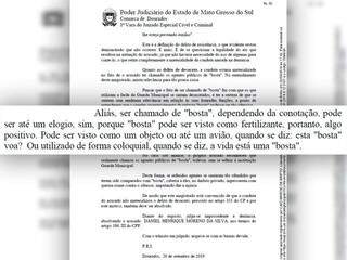 Trecho da sentença polêmica na qual magistrado cita &quot;bosta&quot; como verbete que pode ser elogioso. (Foto: Reprodução do processo)