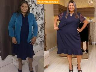 O antes e depois da técnica em nutrição Clarice, que perdeu quase 10 quilos por mês. (Foto: Reprodução Facebook)