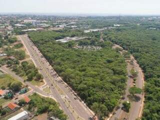 Vista aérea do Parque dos Poderes, que tem revitalização prevista em pacote de obras do Executivo.  (Foto: Marcos Rodrigues) 
