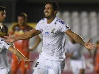 Lucas Veríssimo comemorando o seu gol feito na partida. (Foto:  Ivan Storti/Santos FC)
