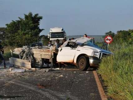 Motorista tenta desviar de anta, caminhonete capota e passageiro morre 