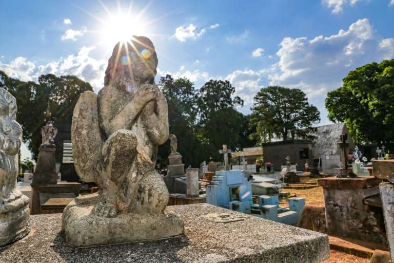 Escultura de anjo em cemitério público da Capital (Foto: Kísie Ainoã)
