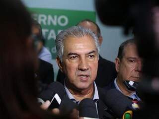 Governador Reinaldo Azambuja (PSDB) durante entrevista coletiva, na Governadoria (Foto: Marcos Maluf)
