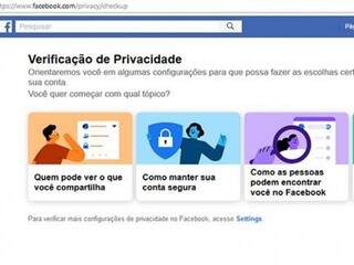 Opções de privacidade disponíveis na rede social. (Foto: Agência Brasil) 