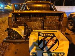Droga escondida em caminhonete abandonada nas proximidades de bairro do município de Sonora (Foto: Divulgação/PMMS)