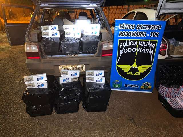 Carro abarrotado de cigarros contrabandeados &eacute; apreendido na MS-164