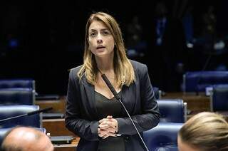 Senadora Soraya Thronicke (PSL) durante sessão no Congresso Nacional (Foto: Roque de Sá/Agência Senado)