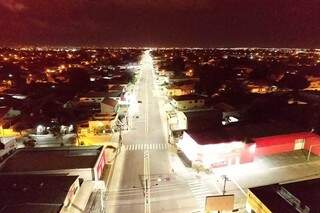 Imagem feita do alto mostra rua vazia na região do Imbirussu (Foto: divulgação/Guarda Muncipal) 