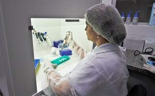 Ao menos 14 profissionais lidam diretamente com o desvendar das amostras virais no Lacen (Foto: Saul Schramm/SES)