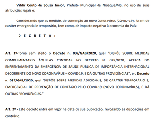 Prefeito revoga &quot;quarentena&rdquo; horas ap&oacute;s restaurante do pai descumprir regras