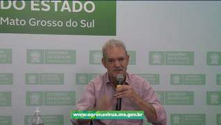 Secretário estadual de saúde Geraldo Resende, durante live sobre atualização dos casos de Covid-19 em MS (Foto: Reprodução)