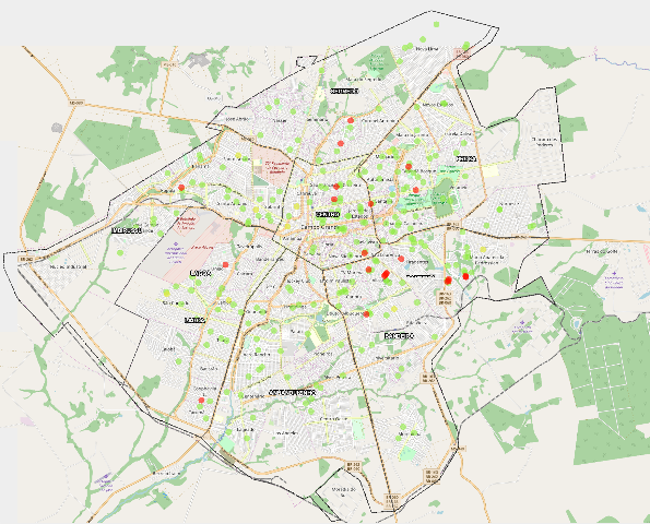 Mapa mostra localiza&ccedil;&atilde;o geogr&aacute;fica dos casos de coronav&iacute;rus na Capital 
