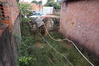 Mato alto e entulho em casa abandonada na Vila Margarida (Foto: Paulo Francis)