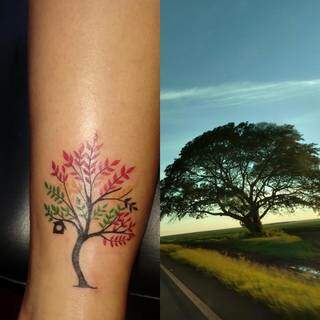Árvore virou tatuagem na pele de Robermares, moradora de Jardim. (Foto: Arquivo Pessoal)