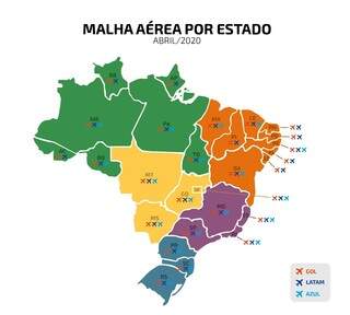 Todas as regiões do Brasil serão atendidas com voos da Gol, Azul e Latam neste período emergencial (Arte: Anac)