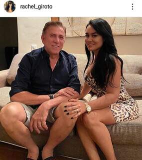 Giroto posa para foto ao lado da esposa, Raquel; ela postou imagem em rede social (Foto: Instagram/Reprodução)