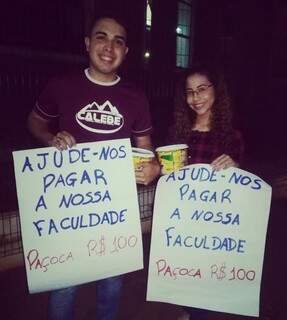 Beatriz e Otávio já venderam paçoca no semáforo para ajudar a pagar faculdade de administração. (Foto: Arquivo Pessoal)