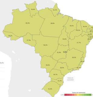 Mapeamento do isolamento social no País (Foto/Reprodução)